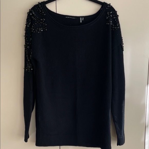 ELIE TAHARI 100% Black quality cashmere sweater with beading size M